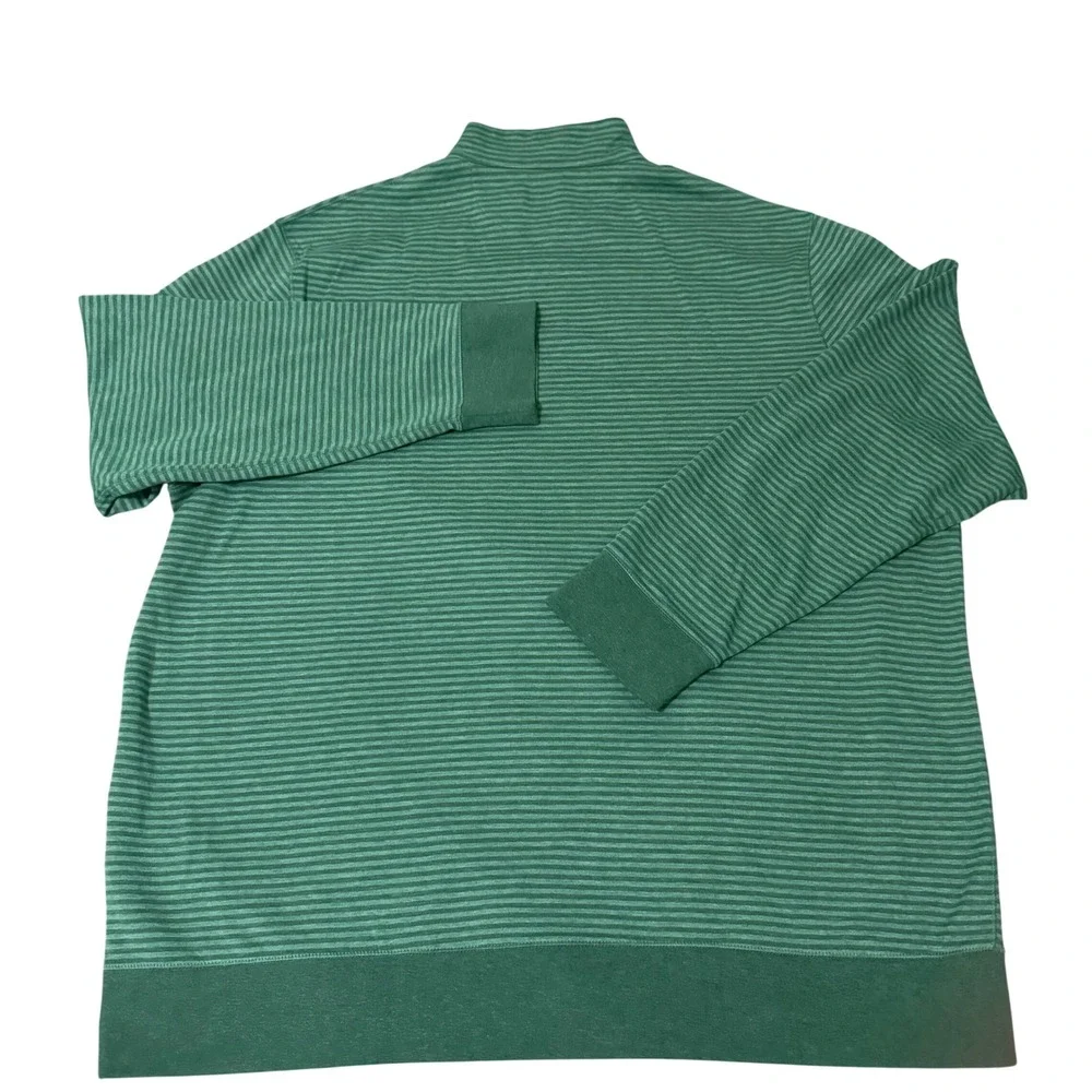 Polo Ralph Lauren Mens XXL Green Striped Quarter Zip Pullover Cotton‎ Blend